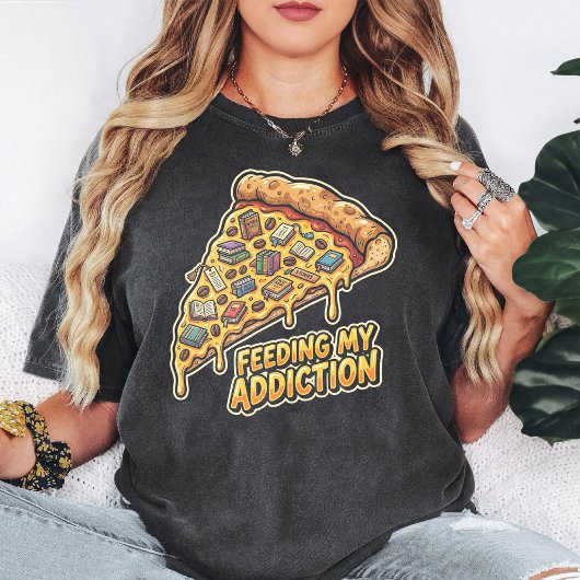 ピザ本好きが依存症を満たす面白い引用 Tシャツ