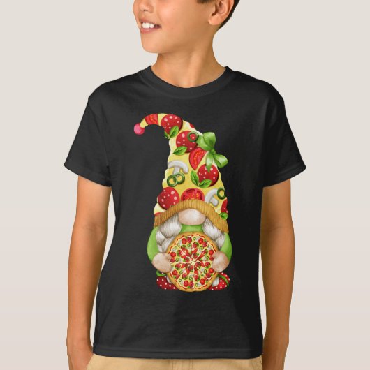 ピザ格言かわいいピザパターングおもしろいノミー Tシャツ (正面)