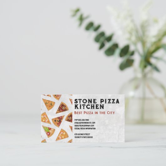 ピザ模様 | レストラン 名刺 (スタンド正面)