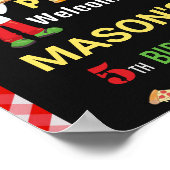 ピザ歓迎パーティーサイン赤と緑のピザパーティー ポスター (角)