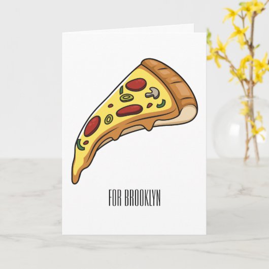 ピザ漫画のイラストレーション カード (黄色い花)