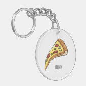 ピザ漫画のイラストレーション キーホルダー (正面左)