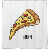 ピザ漫画のイラストレーション シャワーカーテン (正面)