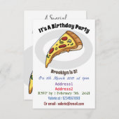 ピザ漫画のイラストレーション 招待状 (正面/裏面)