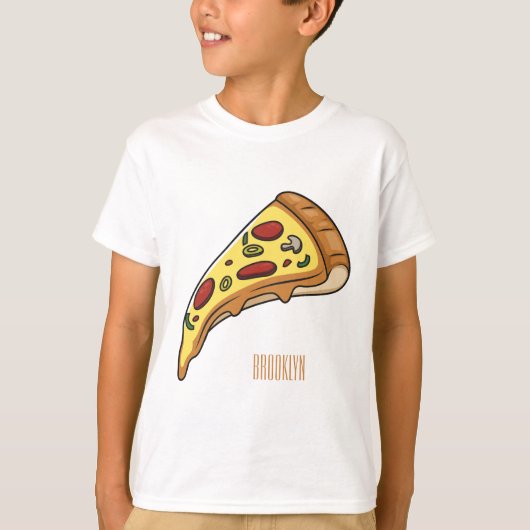 ピザ漫画のイラストレーション Tシャツ (正面)