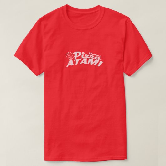 ピザ熱海 Death Stranding ゲーム レッド Tシャツ (デザイン正面)