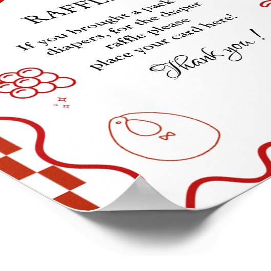 ピザ特別なデリvおむつラッフル赤ちゃんシャワーサイン ポスター (角)