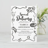 ピザ特納赤ちゃんシャワー招待状 招待状 (スタンド正面)