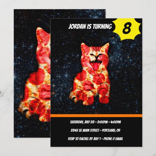 ピザ猫の宇宙 招待状 (正面/裏面)