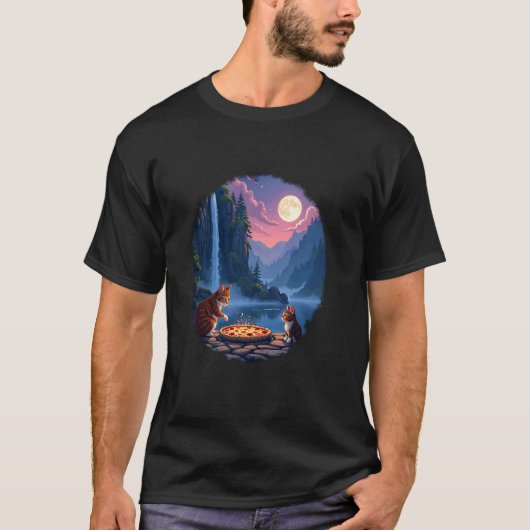 ピザ猫好き Tシャツ (正面)
