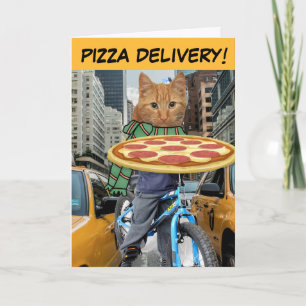 ピザ猫 – ピザ宅配猫誕生日カード カード