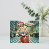 ピザ猫 – 猫 – ピザの配達 ポストカード (スタンド正面)