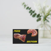 ピザ男ピザ配送サービスとしてピザタクシーのタクシー 名刺 (スタンド正面)