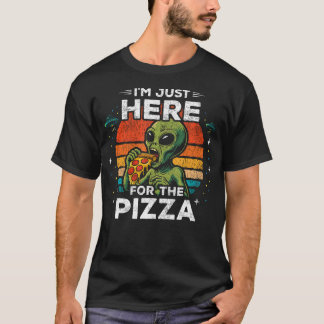 ピザ目当てのエイリアンUFO - 笑えるエイリアングッズ Tシャツ