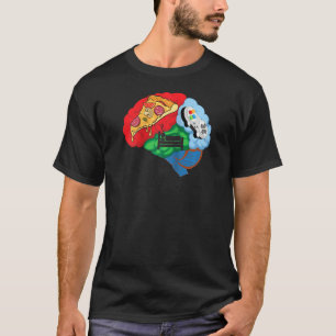 ピザ睡眠とゲーマーブレインTシャツビデオゲームLov Tシャツ