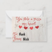 ピザ私のハート教室バレンタインカード ノートカード (裏面)