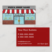 ピザ窓店のカスタマイズ可能で赤く白いカード 名刺 (正面/裏面)