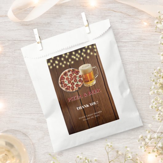 ピザ素朴&ビールベビーシャワー フェイバーバッグ (クリップ留めされた状態)