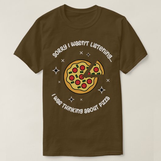 ピザ考える食べイタリアンピザ屋 Tシャツ (デザイン正面)