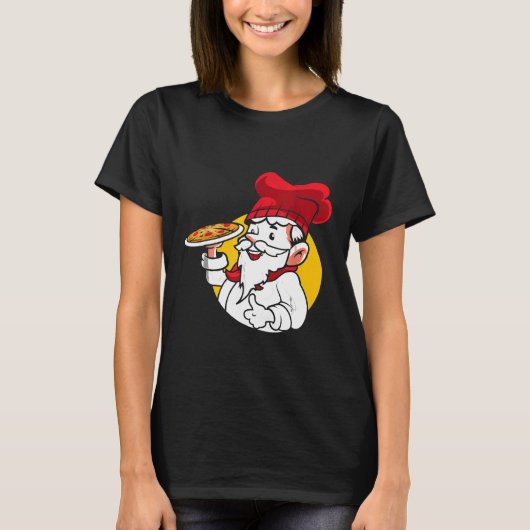 ピザ職人としての庭のノーム、料理をするノームの冒険 Tシャツ (正面)