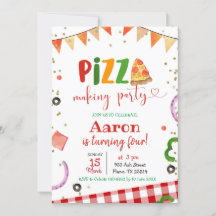 ピザ製造パーティー誕生日招待状