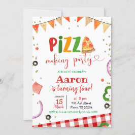 ピザ製造パーティー誕生日招待状 招待状