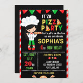 ピザ誕生日の招待ピザ作りパーティー 招待状 (正面/裏面)