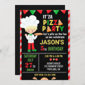 ピザ誕生日の招待ピザ料理パーティー 招待状 (正面/裏面)
