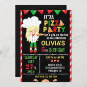ピザ誕生日の招待ピザ料理パーティー 招待状 (正面/裏面)