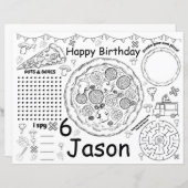 ピザ誕生日アクティビティシート、ピザランチョンマット (正面/裏面)