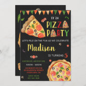 ピザ誕生日イタリアン招待パーティー 招待状 (正面/裏面)