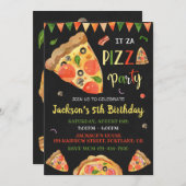 ピザ誕生日イタリアン招待パーティー 招待状 (正面/裏面)