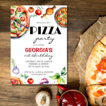ピザ誕生日パーティイタリアンーをテーマにしたテンプレート