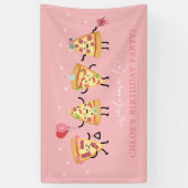 ピザ誕生日パーティーかわいいモダンピザのスライス 横断幕 (縦)