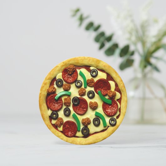 ピザ誕生日パーティーの招待 招待状 (スタンド正面)