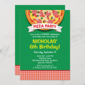 ピザ誕生日パーティーの招待 招待状 (正面/裏面)