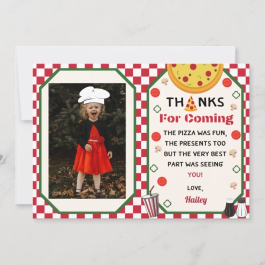 ピザ誕生日パーティー写真ありがとう サンキューカード (正面)
