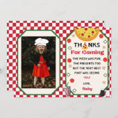 ピザ誕生日パーティー写真ありがとう サンキューカード (正面/裏面)