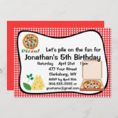 ピザ誕生日パーティー 招待状 (正面/裏面)