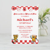 ピザ誕生日招待状|かわいい1stピザパーティー 招待状 (スタンド正面)