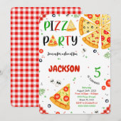 ピザ誕生日招待 招待状 (正面/裏面)