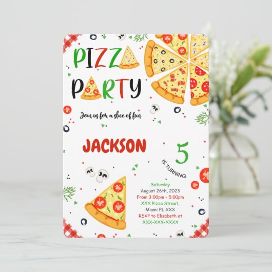 ピザ誕生日招待 招待状 (スタンド正面)