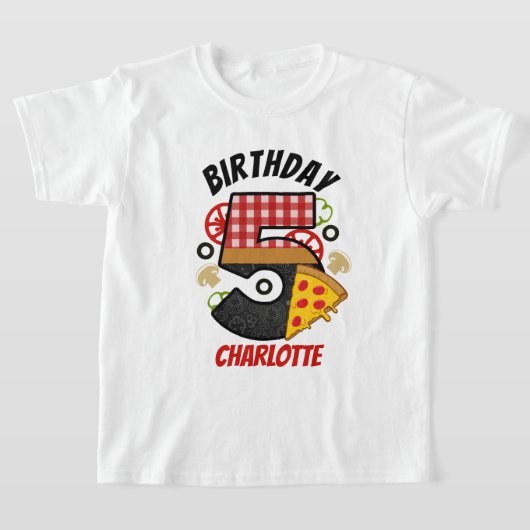 ピザ誕生日5第五誕生日ピザシャツ Tシャツ (レイダウン)