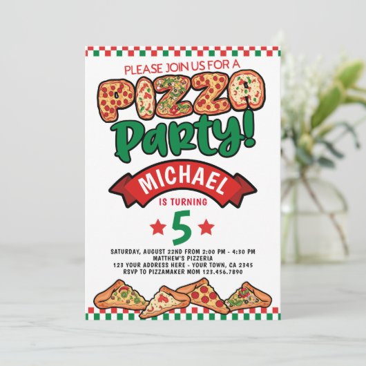 ピザ誕生日 招待状 (スタンド正面)