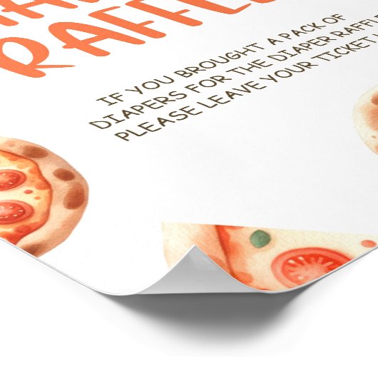 ピザ赤ちゃんシャワーおむつラッフルサイン ポスター (角)