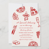 ピザ赤ちゃんシャワーの途中のアーチ特別な配信 招待状 (正面)