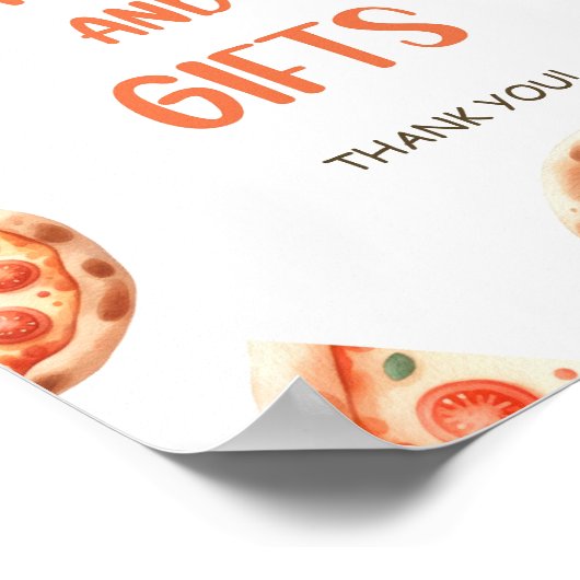 ピザ赤ちゃんシャワーカードとギフトサイン ポスター (角)