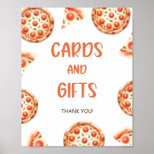ピザ赤ちゃんシャワーカードとギフトサイン ポスター (正面)