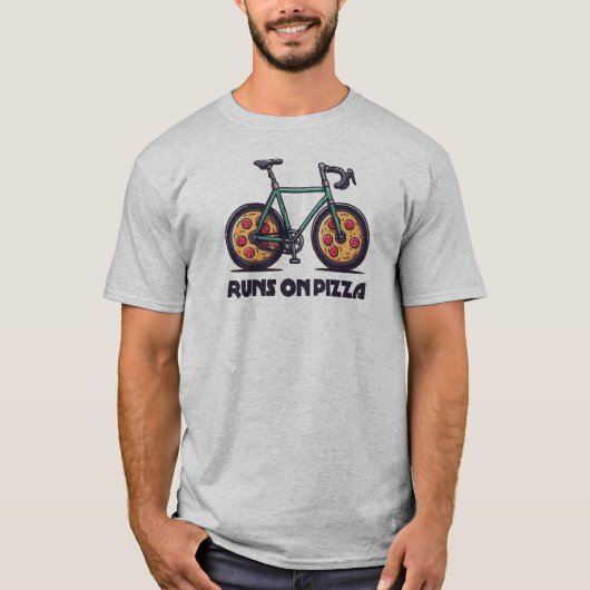 ピザ走の自転車 Tシャツ (正面)