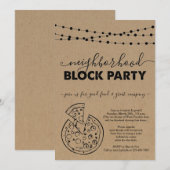 ピザ近隣ブロックパーティーのご招待 招待状 (正面/裏面)